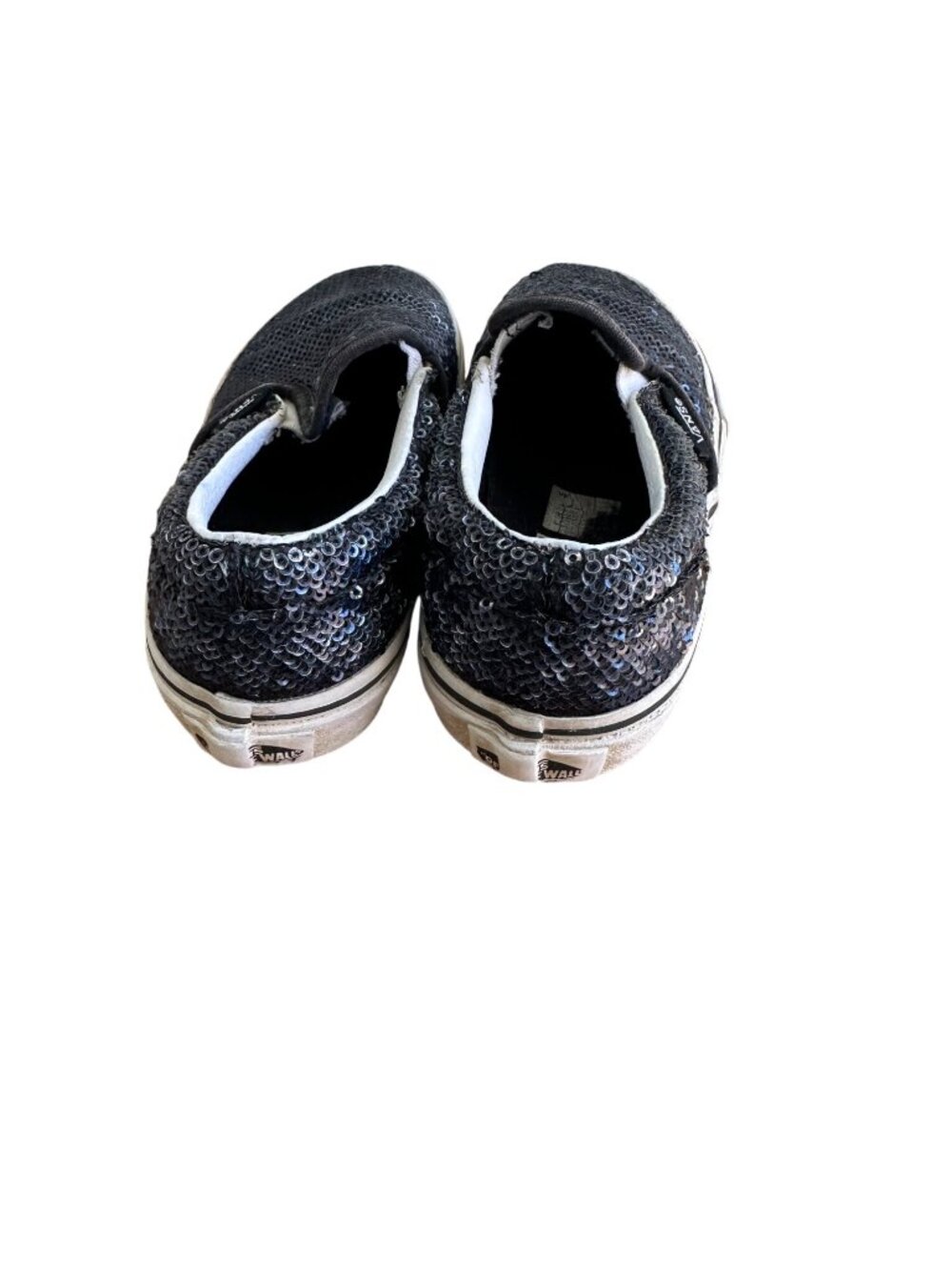 Vans Size 11 Kids  Slip On Sequin Skateboard Sneakers Blue Shoes - Picture 7 of 9